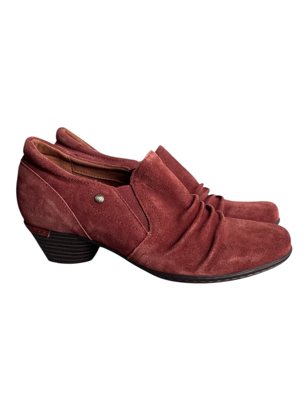Cobb Hill Lucy Suede Slip On Loafers Red Suede Ruched Comfort Shoes 6.5